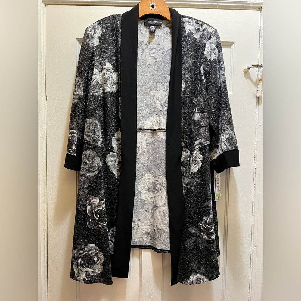 NWT R & M Richard’s Metallic Floral Cardigan